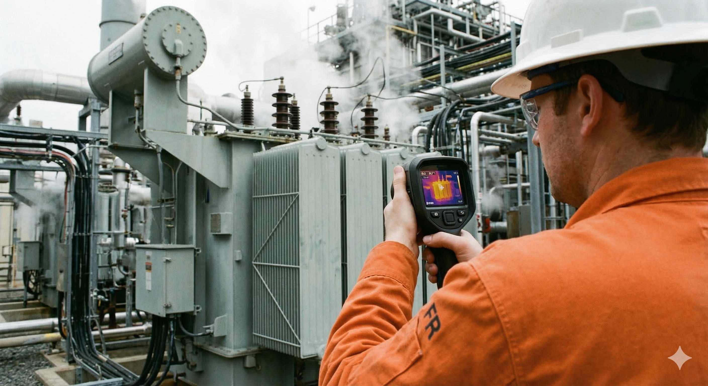 Tecnico realizando inspeccion termografica